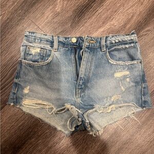 Zara Blue Jean Shorts Distressed Vintage Style SIZE 24